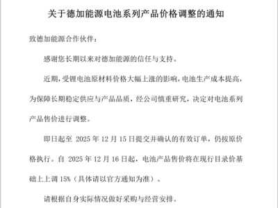 明年买新能源可能更贵 多家电池厂商发布涨价通知：有企业涨价15% ！