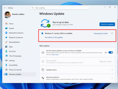 正式发布倒计时！Windows 11 25H2进入RP通道：用户已可升级 !