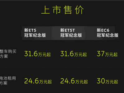 31.6万起！蔚来新ET5/新ET5T 新EC6冠军纪念版上市：专属外观设计 !