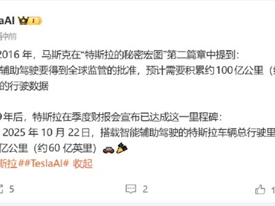 用时9年!特斯拉辅助驾驶里程达100亿公里 !