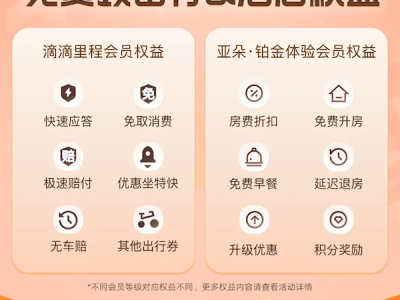 滴滴出行与亚朵互通会员：住宿享8.5折、免费升房 ！
