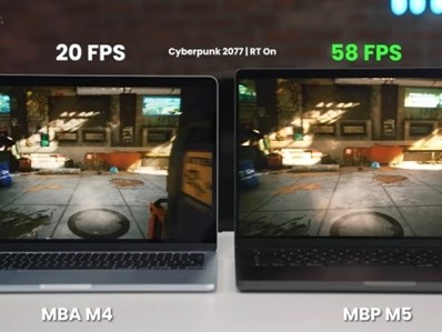 苹果M5游戏性能飞跃！《赛博朋克2077》帧率比M4高290% !
